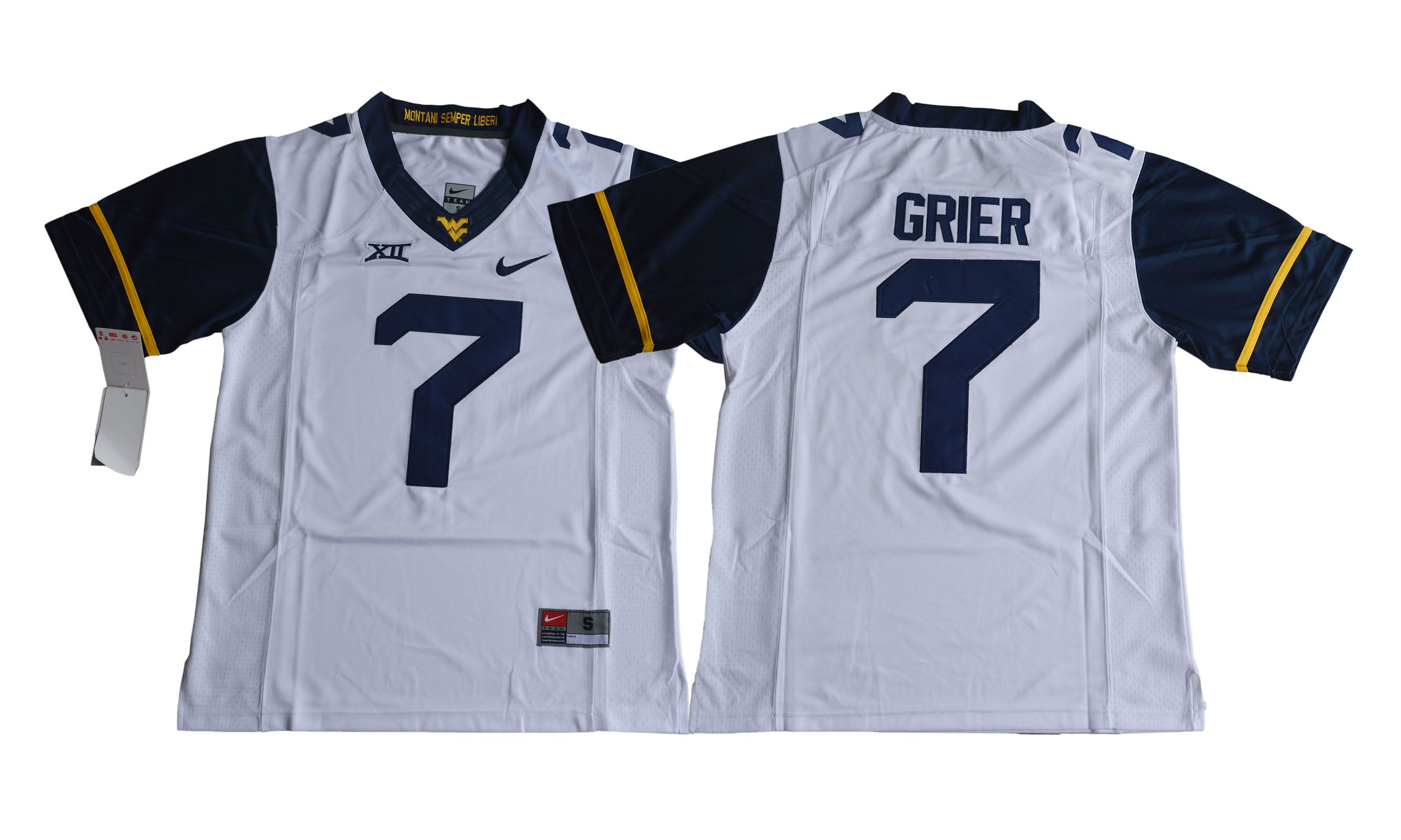 Men NCAA 2017 West Virginia Mountaineers #7 Will Grier white jersey->golden state warriors->NBA Jersey